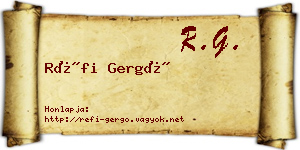 Réfi Gergő névjegykártya